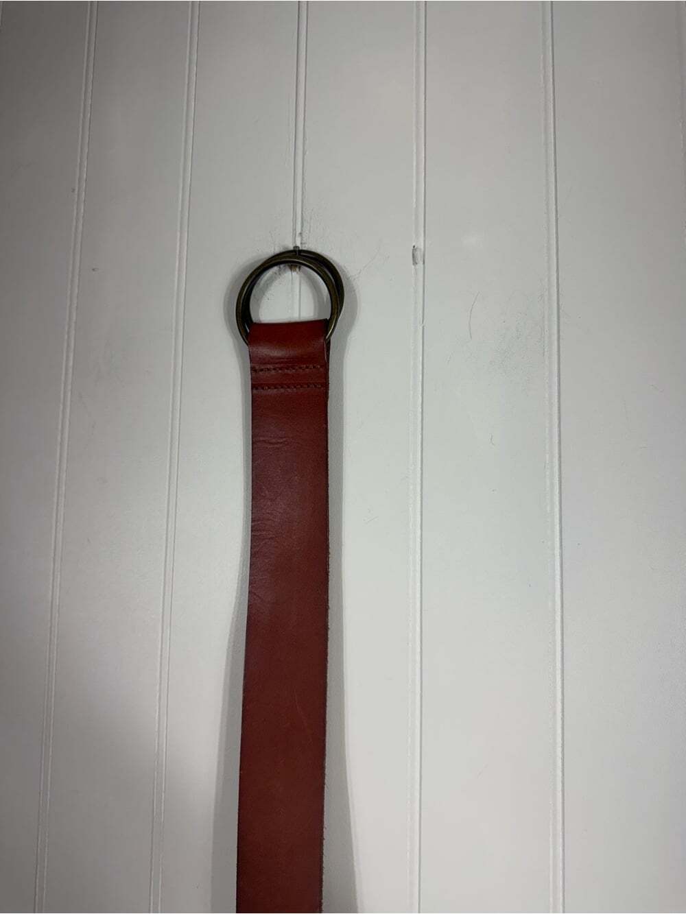 Genuine Leather Double O-Ring Waist Belt Cognac Brown Fits Up to 31” - Picture 7 of 11